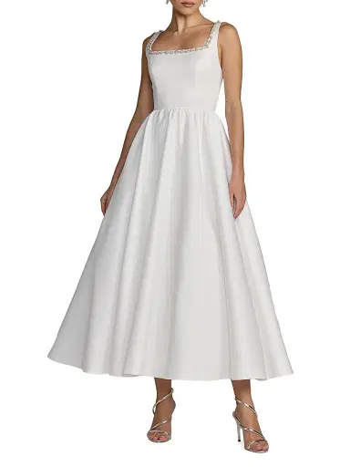 Mac Duggal Women's Beaded Satin A-Line Midi-Dress | Thumbnail 1 Mac Duggal Women's Beaded Satin A-Line Midi-Dress | Thumbnail 1