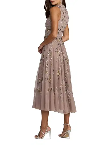 Mac Duggal Women's Petite Floral Embellished Cocktail Dress - Taupe - Size 12 | Thumbnail 2