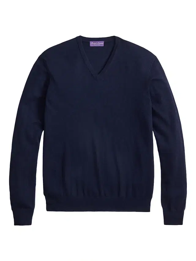 Men's Cashmere Jersey V-Neck Sweater - Classic Chairman Navy
