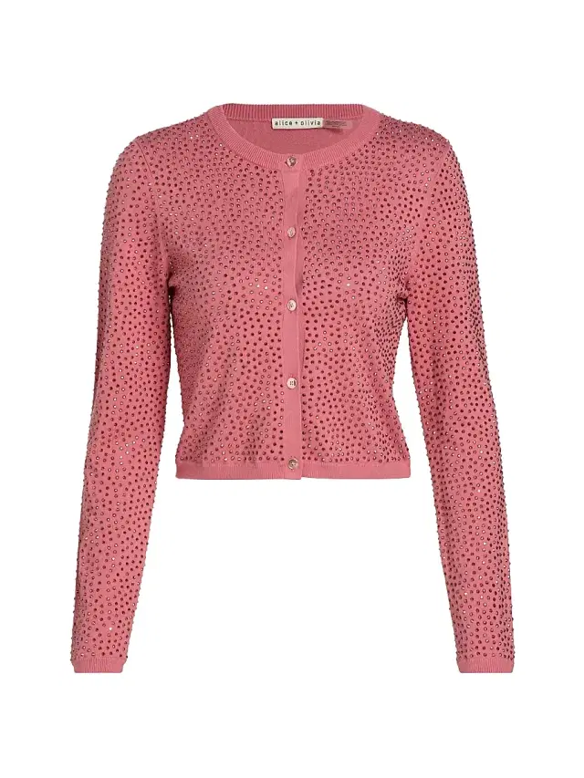 ALICE + OLIVIA Women's Carson Embellished Cardigan - Deep Rose Gold