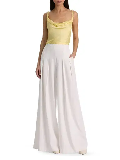 Alice + Olivia Women's Monique Satin Twist-Strap Tank - Butter - Size XL | Thumbnail 2