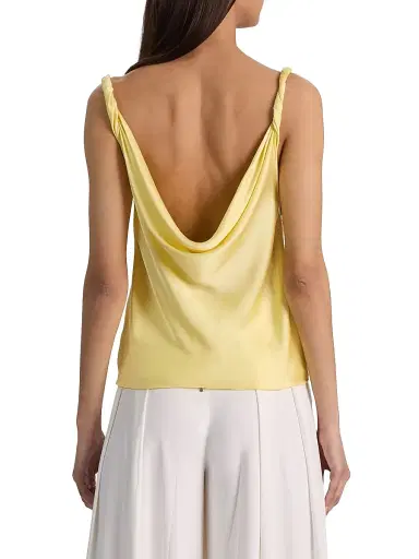 Alice + Olivia Women's Monique Satin Twist-Strap Tank - Butter - Size XL | Thumbnail 5