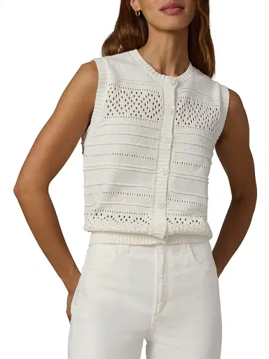 Joe's Jeans Women's The Faye Linen-Cotton Sweater Vest - Ecru | Thumbnail 3 Joe's Jeans Women's The Faye Linen-Cotton Sweater Vest - Ecru | Thumbnail 3