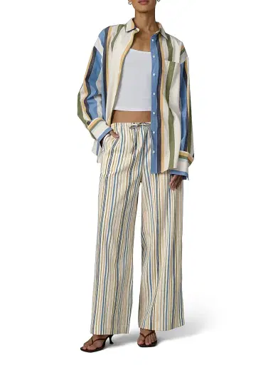 Joe's Jeans Women's The Brynn Striped Pants - Azure Multi Stripe | Thumbnail 2