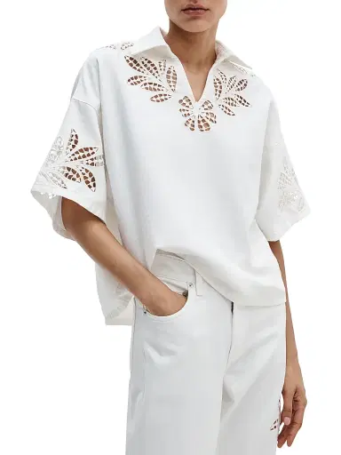 rag & bone Women's Lucy Floral Eyelet Denim Top - White Floral | Thumbnail 2 rag & bone Women's Lucy Floral Eyelet Denim Top - White Floral | Thumbnail 2