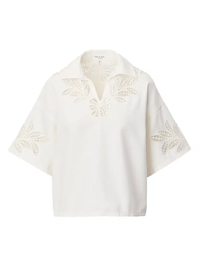 rag & bone Women's Lucy Floral Eyelet Denim Top - White Floral