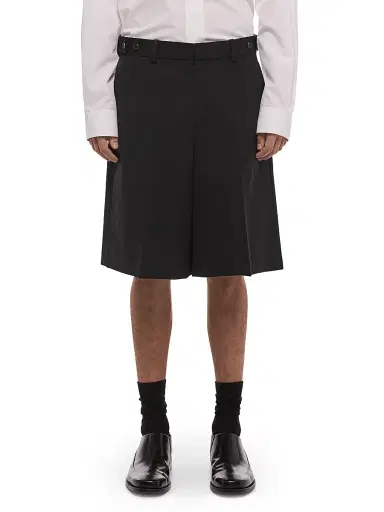 Helmut Lang Men's HL001 Relaxed Wool Gabardine Shorts - Black | Thumbnail 3