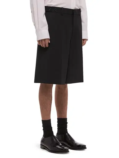Helmut Lang Men's HL001 Relaxed Wool Gabardine Shorts - Black | Thumbnail 4