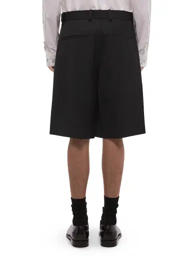 Helmut Lang Men's HL001 Relaxed Wool Gabardine Shorts - Black | Thumbnail 5