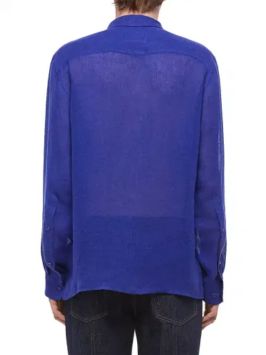 Helmut Lang Men's Linen-Gauze Relaxed-Fit Shirt - Pacific Blue - Size XL | Thumbnail 4 Helmut Lang Men's Linen-Gauze Relaxed-Fit Shirt - Pacific Blue - Size XL | Thumbnail 4