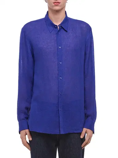 Helmut Lang Men's Linen-Gauze Relaxed-Fit Shirt - Pacific Blue - Size XL | Thumbnail 1 Helmut Lang Men's Linen-Gauze Relaxed-Fit Shirt - Pacific Blue - Size XL | Thumbnail 1