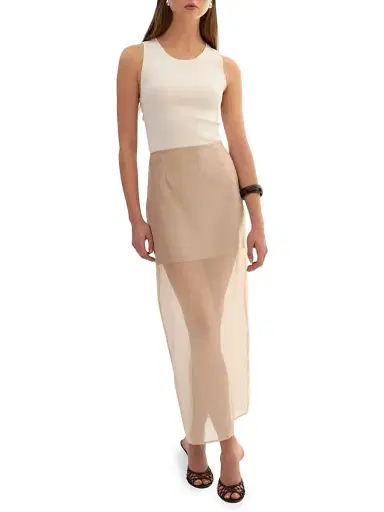 LAMARQUE Women's Farley Sheer Maxi Skirt - Beige - Size Large | Thumbnail 2 LAMARQUE Women's Farley Sheer Maxi Skirt - Beige - Size Large | Thumbnail 2