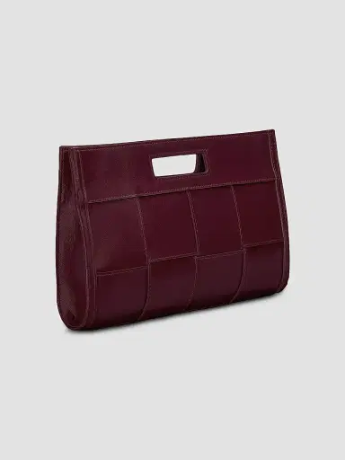 GiGi New York Women's Remy Woven Leather Clutch - Bordeaux | Thumbnail 3 GiGi New York Women's Remy Woven Leather Clutch - Bordeaux | Thumbnail 3