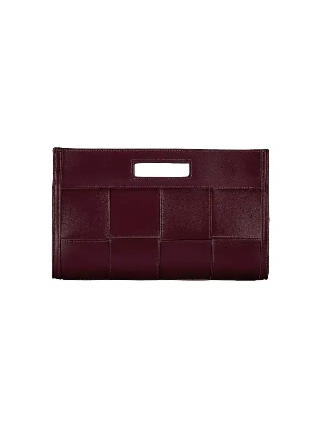 GiGi New York Women's Remy Woven Leather Clutch - Bordeaux