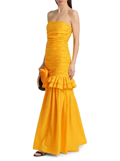BLACK HALO Women's Solea Ruched Drop-Waist Strapless Gown - Lemon Tonic - Size 12 | Thumbnail 2 BLACK HALO Women's Solea Ruched Drop-Waist Strapless Gown - Lemon Tonic - Size 12 | Thumbnail 2