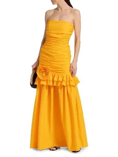 BLACK HALO Women's Solea Ruched Drop-Waist Strapless Gown - Lemon Tonic - Size 12 | Thumbnail 3 BLACK HALO Women's Solea Ruched Drop-Waist Strapless Gown - Lemon Tonic - Size 12 | Thumbnail 3