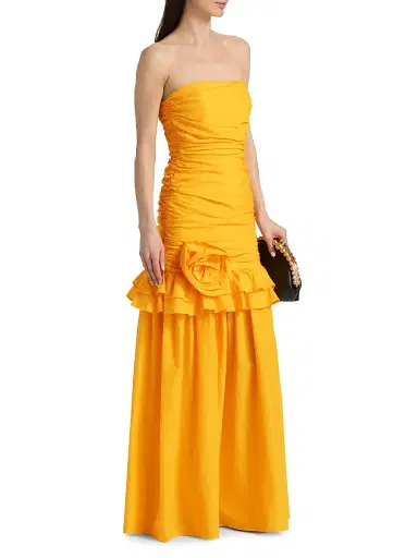 BLACK HALO Women's Solea Ruched Drop-Waist Strapless Gown - Lemon Tonic - Size 12 | Thumbnail 4 BLACK HALO Women's Solea Ruched Drop-Waist Strapless Gown - Lemon Tonic - Size 12 | Thumbnail 4