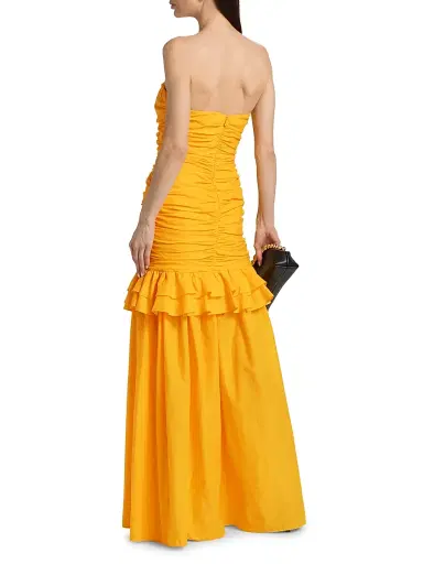 BLACK HALO Women's Solea Ruched Drop-Waist Strapless Gown - Lemon Tonic - Size 12 | Thumbnail 5 BLACK HALO Women's Solea Ruched Drop-Waist Strapless Gown - Lemon Tonic - Size 12 | Thumbnail 5