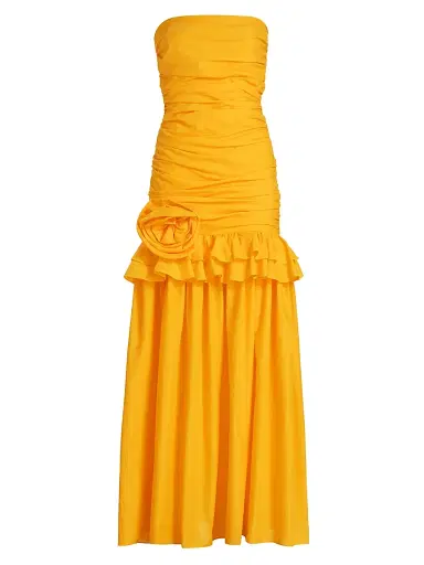 BLACK HALO Women's Solea Ruched Drop-Waist Strapless Gown - Lemon Tonic - Size 12 | Thumbnail 1 BLACK HALO Women's Solea Ruched Drop-Waist Strapless Gown - Lemon Tonic - Size 12 | Thumbnail 1