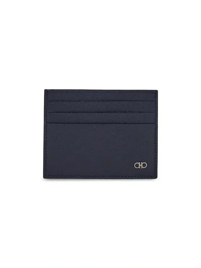 FERRAGAMO Men's Gancio Leather Card Case - Navy Nero