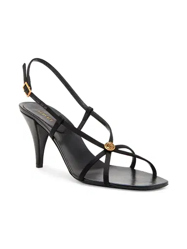 Versace Women's 80MM Strappy Slingback Sandals - Black Gold - Size 5 | Thumbnail 2