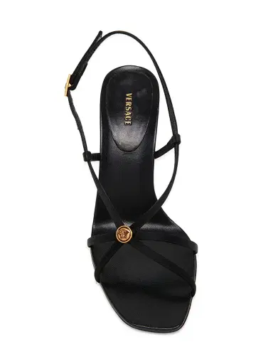 Versace Women's 80MM Strappy Slingback Sandals - Black Gold - Size 5 | Thumbnail 4