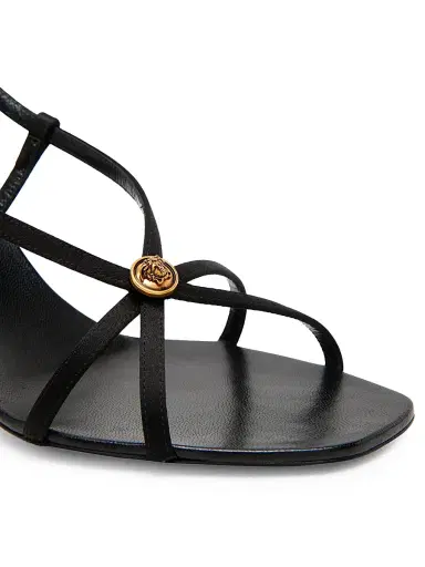 Versace Women's 80MM Strappy Slingback Sandals - Black Gold - Size 5 | Thumbnail 5