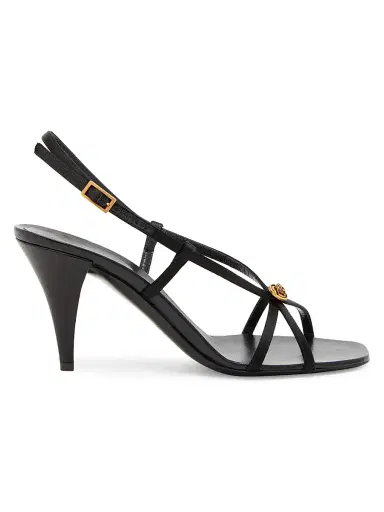 Versace Women's 80MM Strappy Slingback Sandals - Black Gold - Size 5 | Thumbnail 1