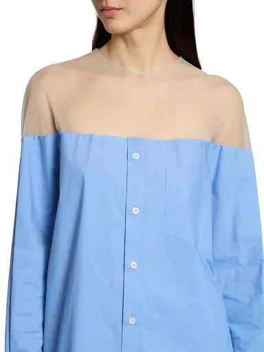 MM6 Maison Margiela Women's Illusion Oversized Cotton Shirt - Sky Blue | Thumbnail 6 MM6 Maison Margiela Women's Illusion Oversized Cotton Shirt - Sky Blue | Thumbnail 6