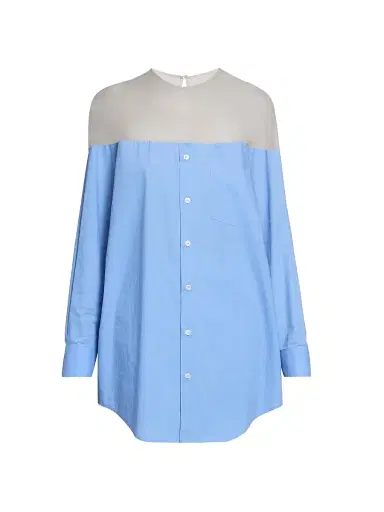 MM6 Maison Margiela Women's Illusion Oversized Cotton Shirt - Sky Blue | Thumbnail 1 MM6 Maison Margiela Women's Illusion Oversized Cotton Shirt - Sky Blue | Thumbnail 1