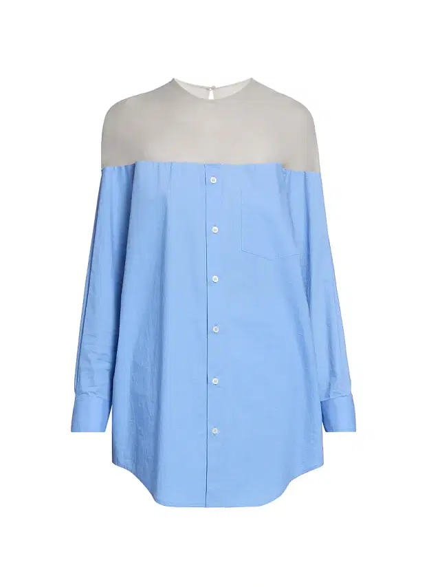 MM6 Maison Margiela Women's Illusion Oversized Cotton Shirt - Sky Blue