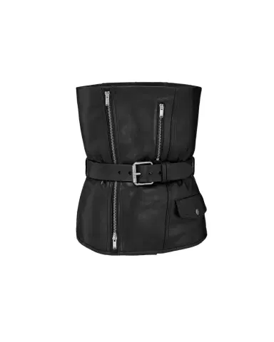 Yves Saint Laurent Biker Bustier in Creased Leather | Thumbnail 1 Yves Saint Laurent Biker Bustier in Creased Leather | Thumbnail 1