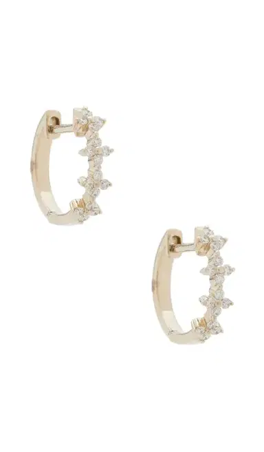 EF COLLECTION Diamond Fleur Huggie Earring | Thumbnail 1 EF COLLECTION Diamond Fleur Huggie Earring | Thumbnail 1
