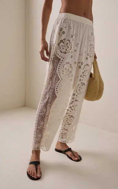 Sea Gardener Embroidered Cotton Pants | Thumbnail 5 Sea Gardener Embroidered Cotton Pants | Thumbnail 5