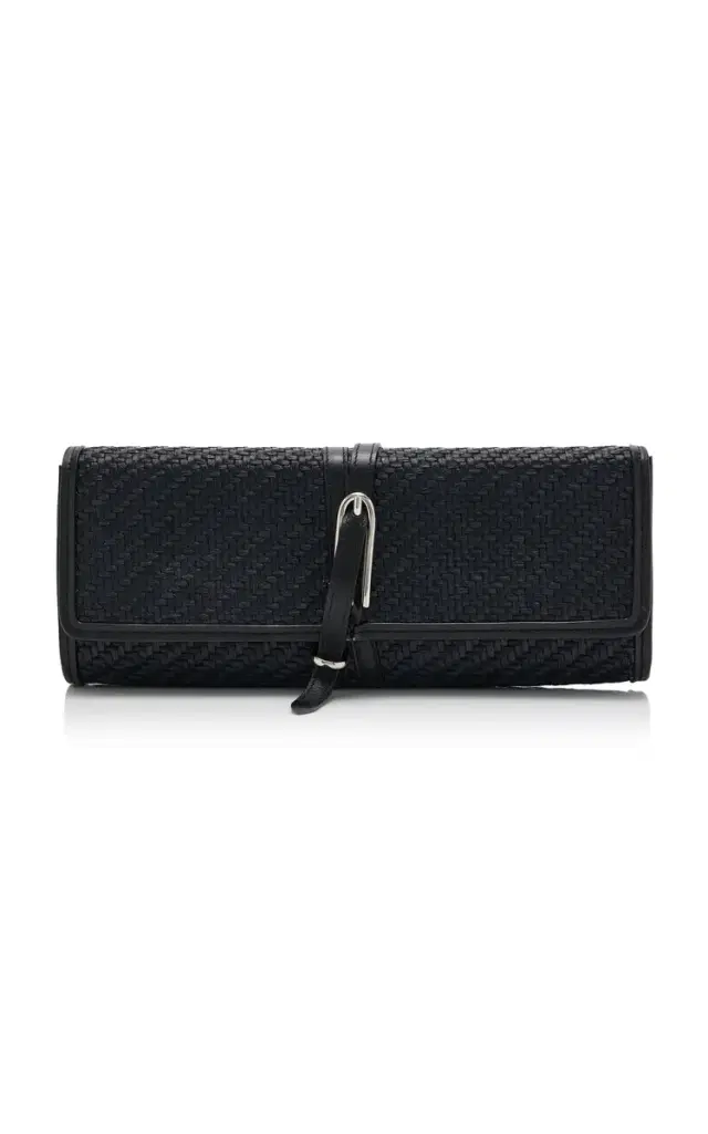 Liffner Belted Raffia Clutch