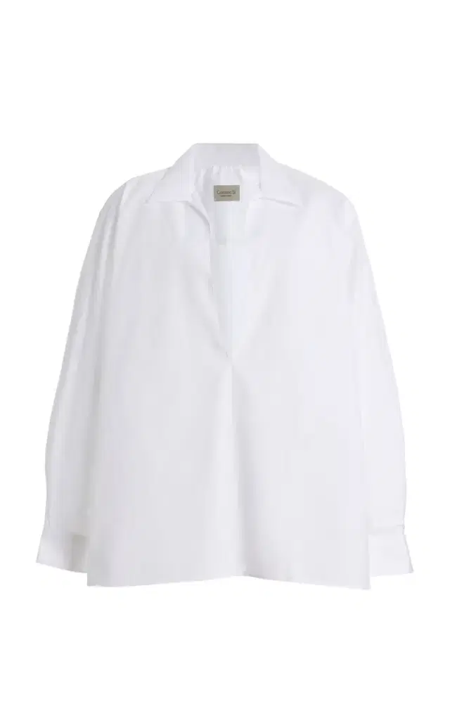 Deep V-Neck Cotton-Poplin Shirt