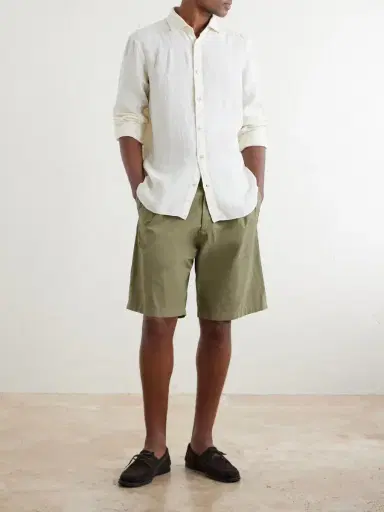 Boglioli Straight-Leg Pleated Cotton-Blend Poplin Shorts - Men | Thumbnail 2 Boglioli Straight-Leg Pleated Cotton-Blend Poplin Shorts - Men | Thumbnail 2