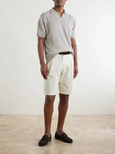 Boglioli Straight-Leg Pleated Cotton-Blend Poplin Shorts - Men | Thumbnail 2 Boglioli Straight-Leg Pleated Cotton-Blend Poplin Shorts - Men | Thumbnail 2