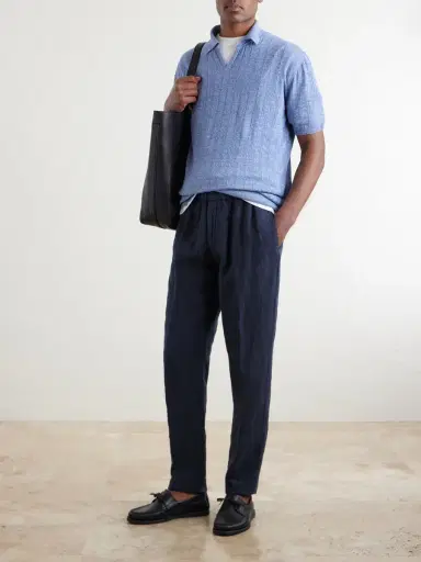 Boglioli Tapered Linen Trousers - Men | Thumbnail 2