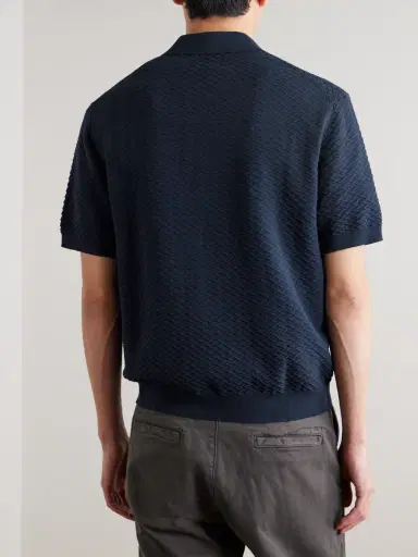 NN07 Gustav 600160 Textured Organic Cotton Zip-Up Polo Shirt - Men | Thumbnail 4 NN07 Gustav 600160 Textured Organic Cotton Zip-Up Polo Shirt - Men | Thumbnail 4