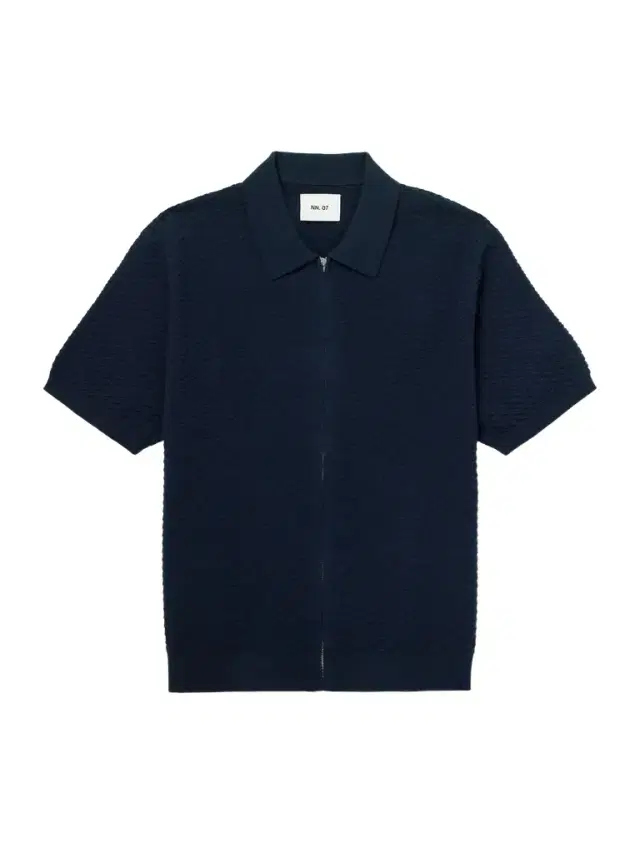 NN07 Gustav 600160 Textured Organic Cotton Zip-Up Polo Shirt - Men
