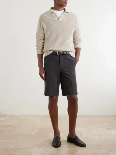 De Petrillo Straight-Leg Cotton-Seersucker Shorts - Men | Thumbnail 2