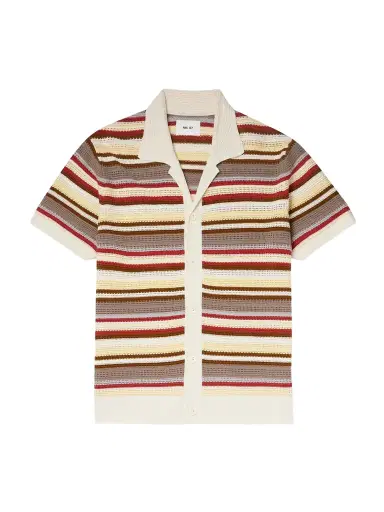 NN07 Lars 60019 Camp-Collar Striped Organic Cotton Shirt - Men | Thumbnail 1 NN07 Lars 60019 Camp-Collar Striped Organic Cotton Shirt - Men | Thumbnail 1