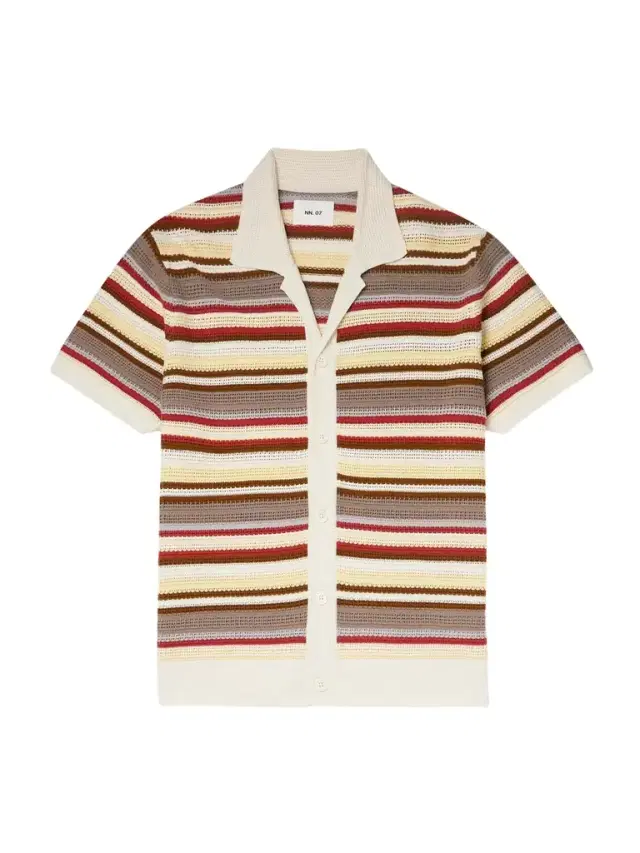NN07 Lars 60019 Camp-Collar Striped Organic Cotton Shirt - Men