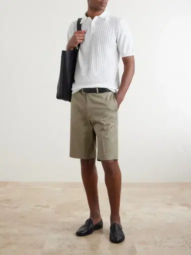 De Petrillo Straight-Leg Cotton-Blend Twill Shorts - Men | Thumbnail 2 De Petrillo Straight-Leg Cotton-Blend Twill Shorts - Men | Thumbnail 2