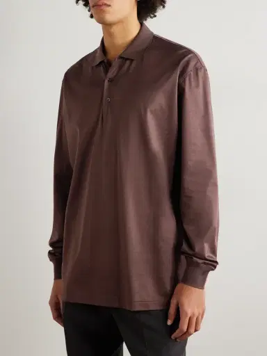 Charvet Cotton-Sateen Polo Shirt - Men | Thumbnail 3 Charvet Cotton-Sateen Polo Shirt - Men | Thumbnail 3