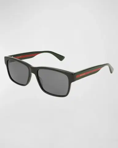 Gucci Square Acetate Sunglasses with Signature Web | Thumbnail 2