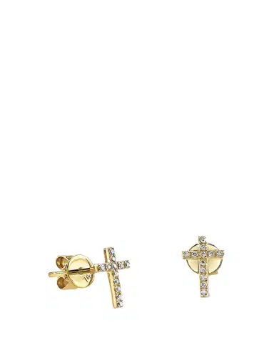 Sydney Evan 14k Gold Diamond Cross Single Stud Earring | Thumbnail 1