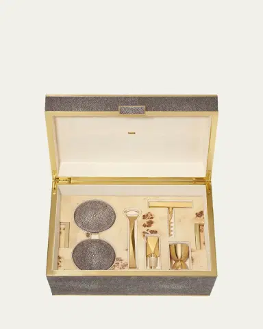 AERIN Classic Faux Shagreen Bar Set | Thumbnail 3
