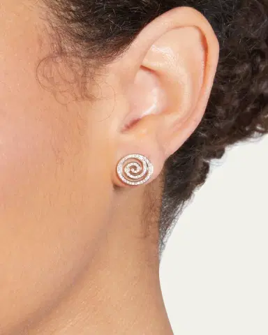 Sydney Evan Yellow Gold Diamond Spiral Stud Earrings | Thumbnail 2